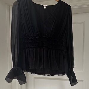 Rebecca Taylor Elegant Black Ruffled Blouse